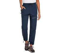 baleaf Womens Walking Trousers Lightweight Quick Dry Water-Resistant Hiking Cargo Pants with Zip Pockets UPF 50+ UV Protection Navy-Petite XL