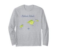 Balearic Islands Map Mallorca Ibiza Menorca Long Sleeve T-Shirt