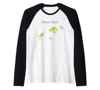 Balearic Islands Map Mallorca Ibiza Menorca Raglan Baseball Tee