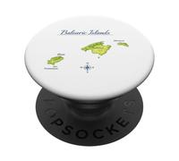 Balearic Islands Map Mallorca Ibiza Menorca Travel PopSockets Adhesive PopGrip