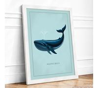 Baleen Whale Modern Framed Wall Art Print A2 (59.4×42cm) White, Wall Decor for Living Room, Bedroom, Office & Home, Ready to Hang, Art Gift
