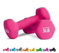 Balelinko Home Gym Equipment Workouts Strength Training Weight Loss Pilates Weights Yoga Sets Free Weights for Women, Men, Seniors and Youth, 3LB Pink, Pair