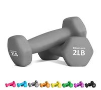 Balelinko Home Gym Equipment Workouts Strength Training Weight Loss Pilates Weights Yoga Sets Free Weights for Women, Men, Seniors and Youth, 2LB Gray, Pair