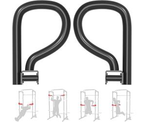 Balelinko Multi Grip Set of 2, Barbell Rack Holders Dip Grip Handles, Dip Bar Attachments for 2" x 2" Tube Power Cage, Bonus a Pair of 2" Spring Clip Collars Rings, Black