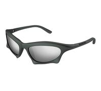 Balenciaga BB0229S 002 Unisex Sunglasses Plastic Grey Silver Wraparound Mirrored