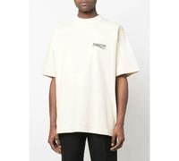 Balenciaga Embroidered Logo Blue Stripe Political Campaign T-Shirt in White - XXS - White