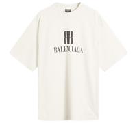 Balenciaga Men's Nano BB Logo Dry Jersey Medium Fit T-Shirt Dirty White