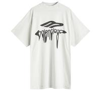 Balenciaga Men's Wavy Logo Oversized T-Shirt Dirty White/Black
