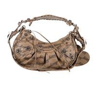 Balenciaga Preloved Monogram Le Cagole Mini Crossbody Bag In Beige Coated Canvas Beige