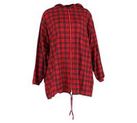 Balenciaga Women's Preloved Plaid Zipped Hooded Flannel Shirt in Red Cotton | Size: 3
