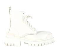 Balenciaga Preloved Strike Combat Boots In White Calfskin Leather In Ecru Ecru