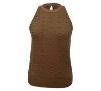 Balenciaga Preloved Swiss Dot Knitted Halterneck Top In Brown Wool In Light Brown Light Brown