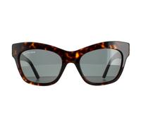 Balenciaga Women's Cat Eye Dark Havana & Gold Green Grey BB0132S in Brown