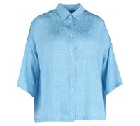 Balenciaga Women's Preloved 2019 Tonal Logo Button-Up Blouse in Light Blue Silk | Size: 3