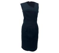 Balenciaga Women's Preloved Asymmetric Neckline Midi Dress in Navy Blue Cotton in Light Blue | Size: 36