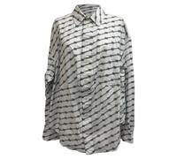 Balenciaga Women's Preloved BB Monogram Button-Down Shirt in White Cotton in Ecru | Size: 34