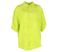 Balenciaga Women's Preloved Handwritten Minimal Shirt in Neon Green Viscose | Size: 38