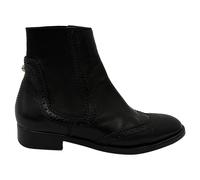 Balenciaga Women's Preloved Perforated Wingtip Chelsea Boots in Black Leather | Size: 2