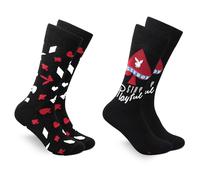 BALENZIA Men's Playboy Poker Crew Socks | 2-Pack | Special Edition | Bold Black Design | Free Size | Fun Poker | Diwali Gifting