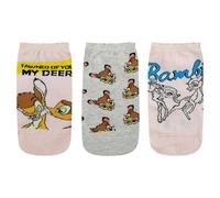 BALENZIA X Disney Bambi Character Socks | Lowcut Ankle Socks for Women | Cotton & Spandex Printed Socks | Pack of 3