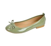 Balerina Shoes Women's Elegant Patent Single Shoes Low Chunky Heels Work Pump Bow Moccasin Round Toe Classic Loafers Slip On Shoes Stylish Plain Low Shoes Slip On Shoes, Green, 7 UK