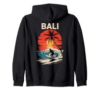 Bali Beach Vibes, Fun Sunset and Surfing Retro Surf Design Zip Hoodie