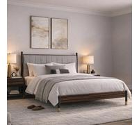 Bali Bed - Grey and Dark Ebony - Fabric and Wood - Sizes Available