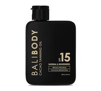 Bali Body Cacao Tanning Oil SPF 15 | For Deep Natural-Looking Sun Tan Glow | Hydrating Sun-Tanning Oil Made from Organic Cacao, Chocolate Tint | Vegan, Cruelty Free, Australian Made (100ml/3.4 fl oz)