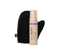 Bali Body Deep VioletSelf-Tanning Mousse + Mitt Bundle | Natural Looking Perfect Bronzed Shade | Streak-Free Green Based Tinted Self-Tanner + Reusable Stain-Free Tan Applicator | Vegan, Cruelty Free