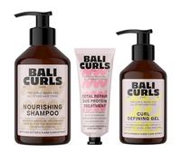 Bali Curls Set - Nourishing Shampoo (250 ml), Curl Defining Gel (150 ml) & SOS Protein Treatment (20 ml) - Care Set for Nourished, Strong & Defined Curls