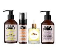 Bali Curls Styling Heroes Bundle - 4-Piece Styling Routine for Defined, Smooth & Vibrant Curls - Curl Cream, Volume Foam, Defining Gel & Bonding Oil