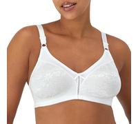 Bali Double Support Wireless Bra, Lace Bra with Stay-in-Place Straps, Full-Coverage Wirefree Bra, Tagless for Everyday Wear, White, 42C