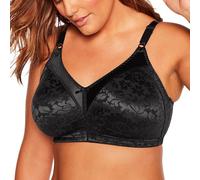Bali Double Support Wireless Bra, Lace Bra with Stay-in-Place Straps, Full-Coverage Wirefree Bra, Tagless for Everyday Wear, Black, 36D