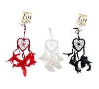 Bali Dreamcatcher - Small Heart, Black/white/red, Handcrafted, Good Luck Gift