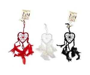 Bali Dreamcatcher - Small Heart, Black/white/red, Handcrafted, Good Luck Gift