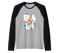 Bali Floral Design Balinese Flower Motif Raglan Baseball Tee