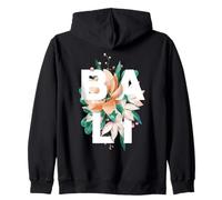 Bali Floral Design Balinese Flower Motif Zip Hoodie