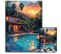 Bali House with Pool 1000Pc Adults Jigsaw Puzzle Puzzles for Adults Creative Family Game & Home Decor for Teenagers 1000 PCS(75x50cm)
