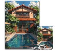 Bali House with Pool Puzzle 1000 Pieces Jigsaw Puzzles for Adults Perfect for Family Fun on Christmas Thanksgiving Birthdays & Easter 1000 PCS(75x50cm)