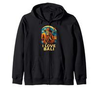 Bali Indonesia I Love Bali Vintage Womans Surfs Up Zip Hoodie