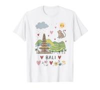 Bali Indonesia Monkey Rice Terrace Temple Heart Artwork Value Graphic T-Shirt, Men, White, XL