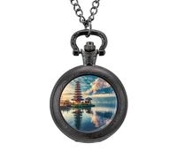 Bali - Indonesia Pocket Watch Vintage Quartz Pocket Watches with Chain for Men Women Black-Style