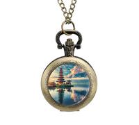 Bali - Indonesia Pocket Watch Vintage Quartz Pocket Watches with Chain for Men Women Coppery-Style