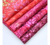 Bali Indonesian Batiks Premium Cotton Craft Hand Dye Fabric - Fat Quarter Bundle - Free Shipping (3 Red-Pink)