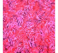 Bali Indonesian Batiks Premium Cotton Fabric (Batiks 3) - 50cm x 114cm (3b Red & Pink Leaves)