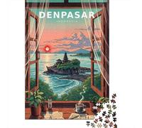 Bali Island Through The Morning Window 1000 Piece Jigsaw Puzzle, Historic Square Architecture, 1000 Pieces for Adults, for Families, Relaxing Challenge, 38x26cm/1000pcs
