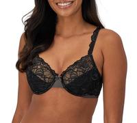 Bali Lace Desire Underwire Bra, Full-Coverage Lace Bra with Underwire Cups, Plunging Underwire Bra for Everyday Comfort, Black, 38B