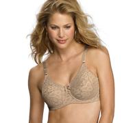 Bali Lace 'N Smooth Underwire Bra, Lace Bra with Stay-in-Place Straps, Full-Coverage Stretch-Lace Underwire Bra for Everyday, Nude, 40D