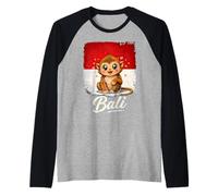 Bali Monkey Indonesia Flag Raglan Baseball Tee