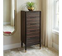 Bali Narrow Chest - 5 Drawer - Dark Ebony Veneer